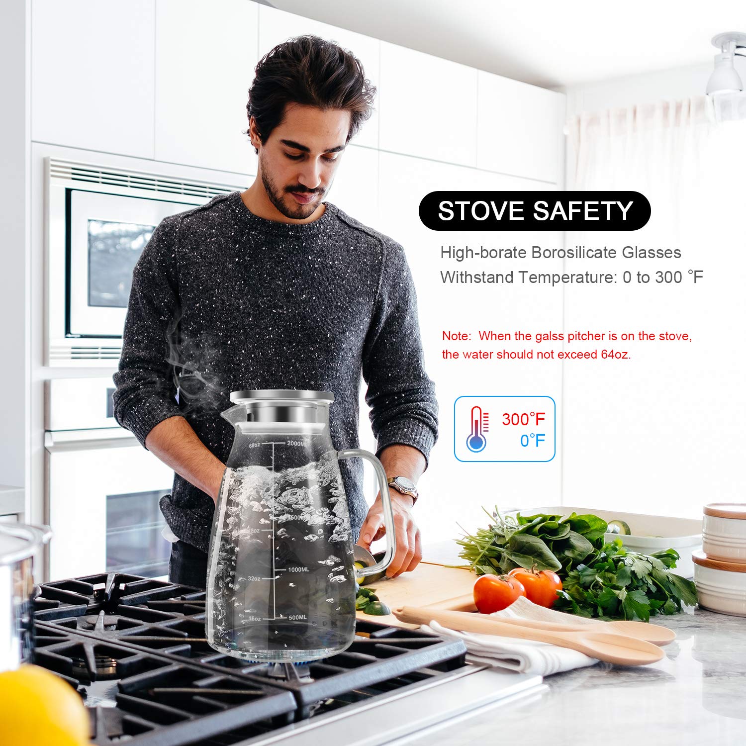 Aofmee Stainless Precision Pitcher - 68oz Borosilicate - Decor by Handbags Specialist Headquarter | Available at Handbags Specialist Headquarter