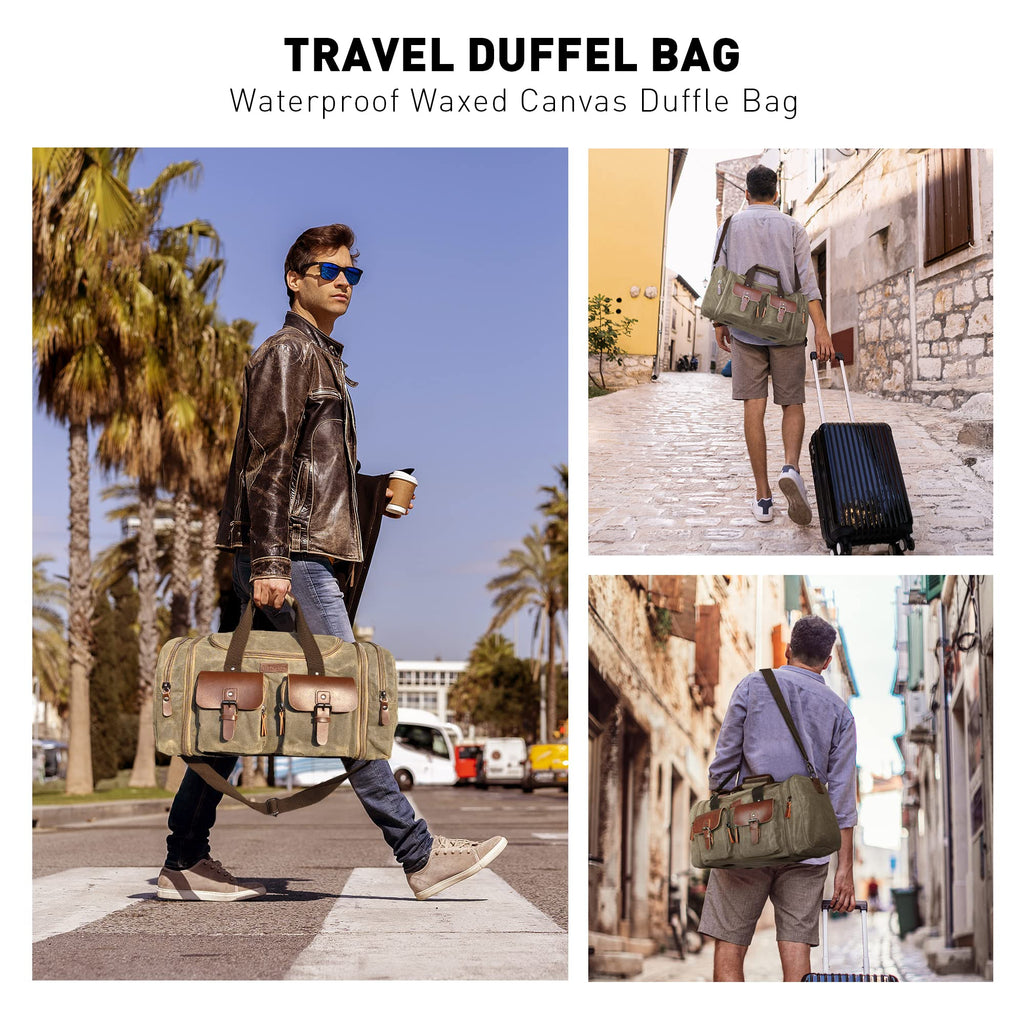 Wildroad 50L Waxed Canvas Waterproof Duffle Bag