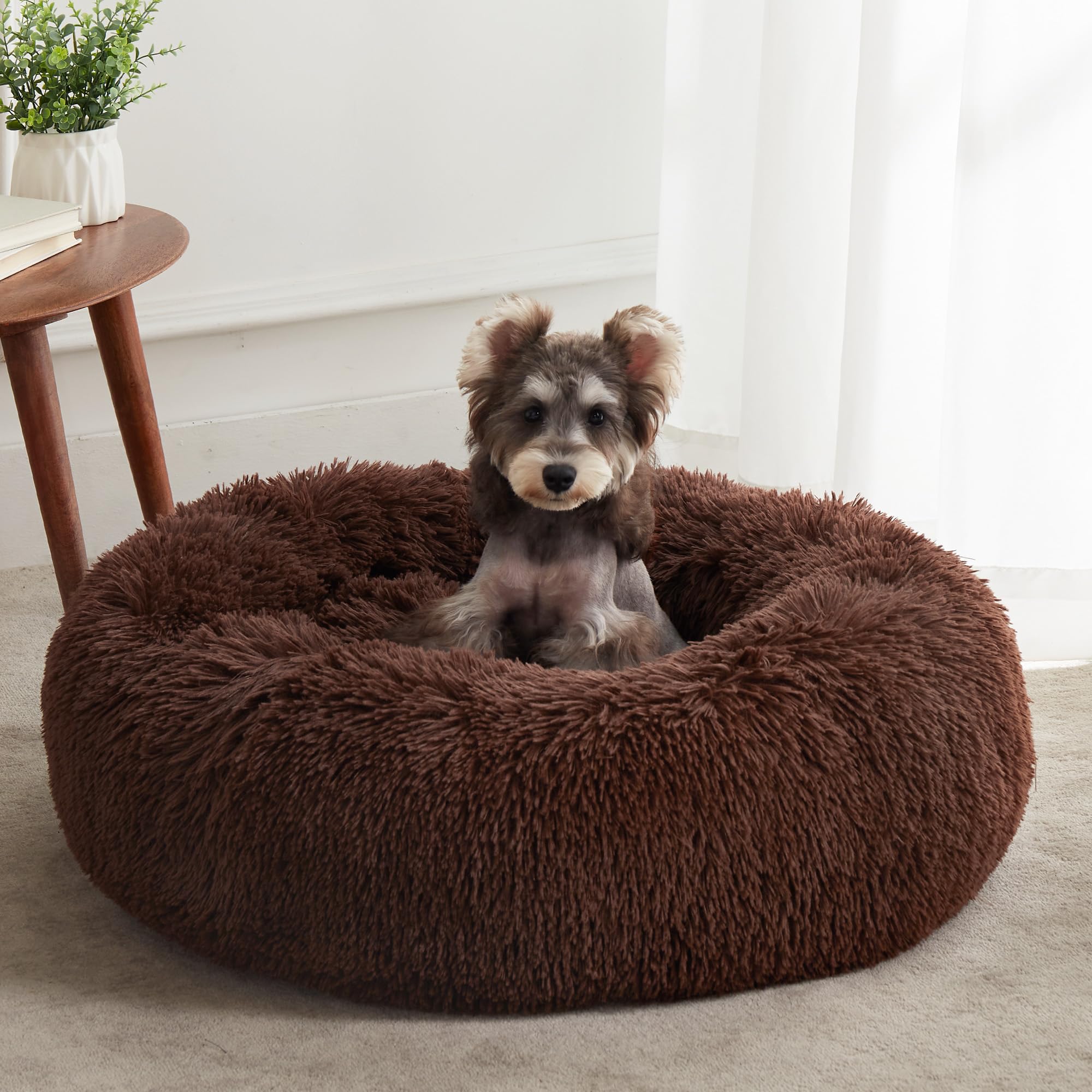 PawCozy Nest: Plush Anti-Anxiety Pet Bed, Light Grey -  by Handbags Specialist Headquarter | Available at Handbags Specialist Headquarter