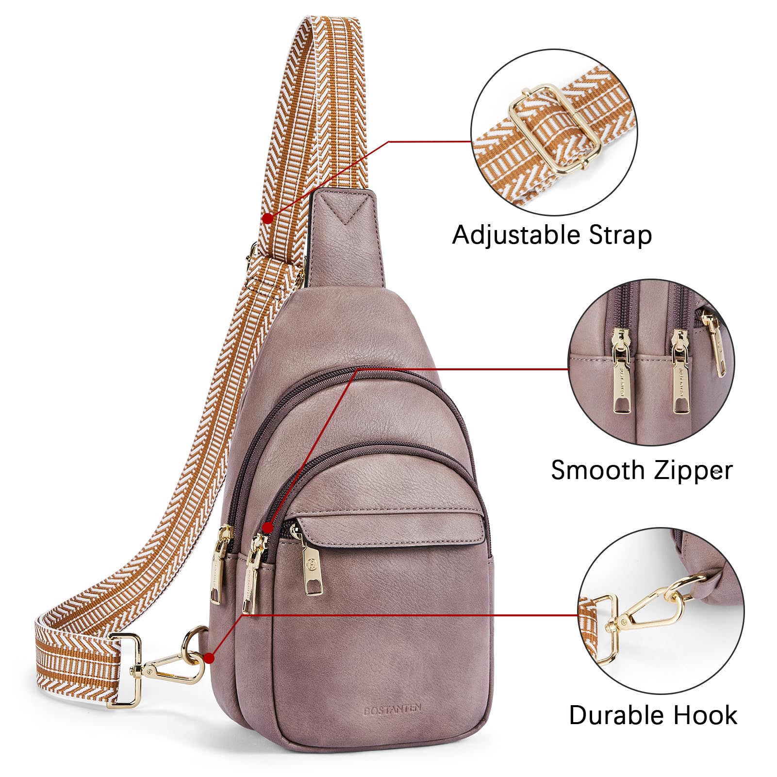 BOSTANTEN Chic Leather Crossbody Sling Bag -  by Handbags Specialist Headquarter | Available at Handbags Specialist Headquarter