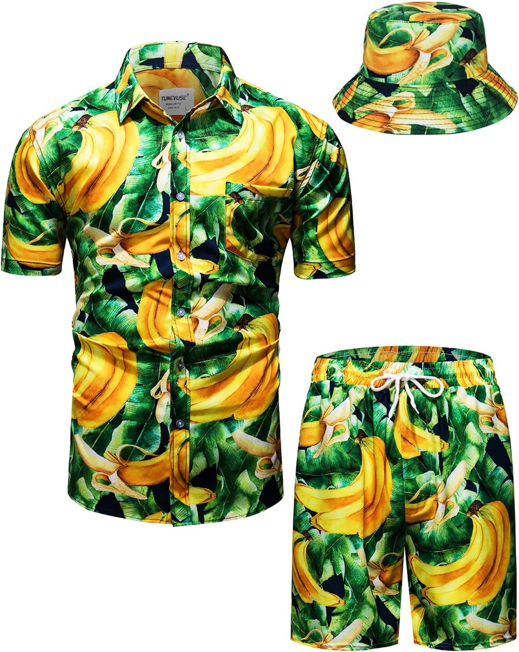 TUNEVUSE Men's Hawaiian Shirt & Shorts Set