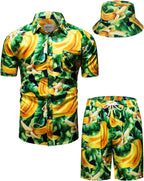 TUNEVUSE Men's Hawaiian Shirt & Shorts Set