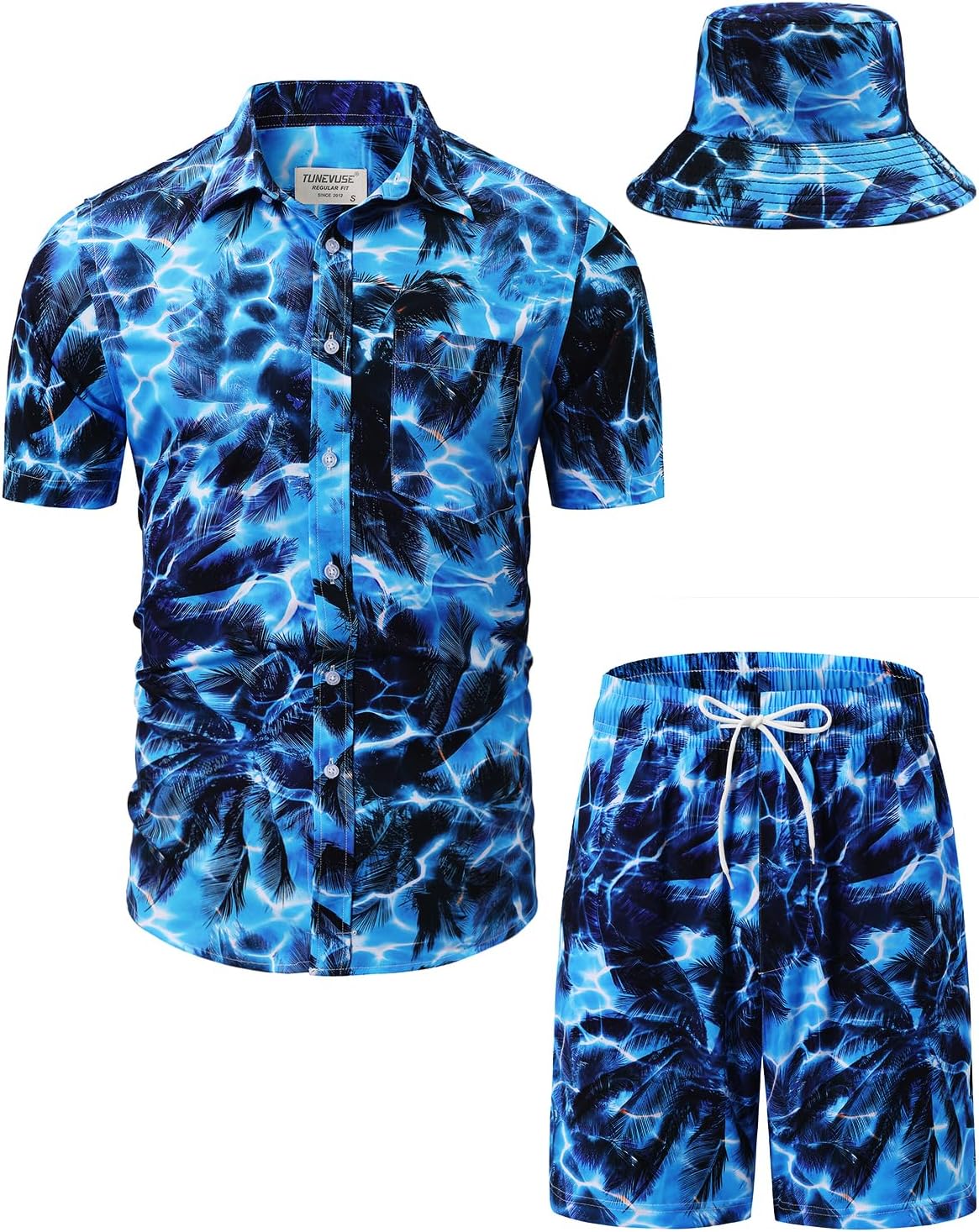 TUNEVUSE Men's Hawaiian Shirt & Shorts Set