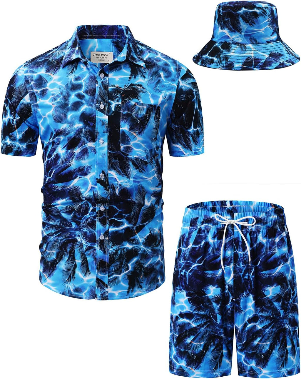 TUNEVUSE Men's Hawaiian Shirt & Shorts Set
