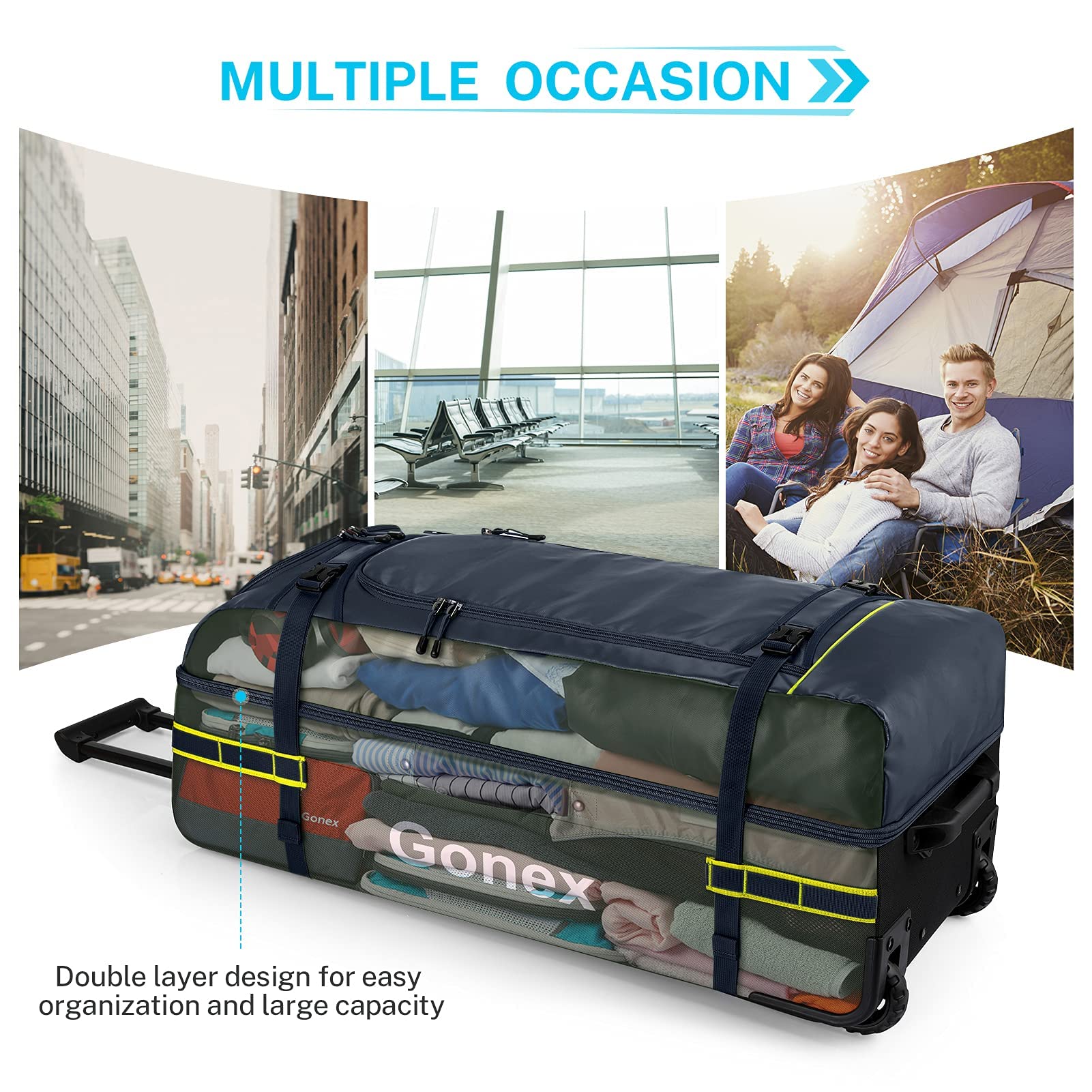 Gonex 70L Wheeled Duffle - Olive Green Travel Bag -  by Handbags Specialist Headquarter | Available at Handbags Specialist Headquarter