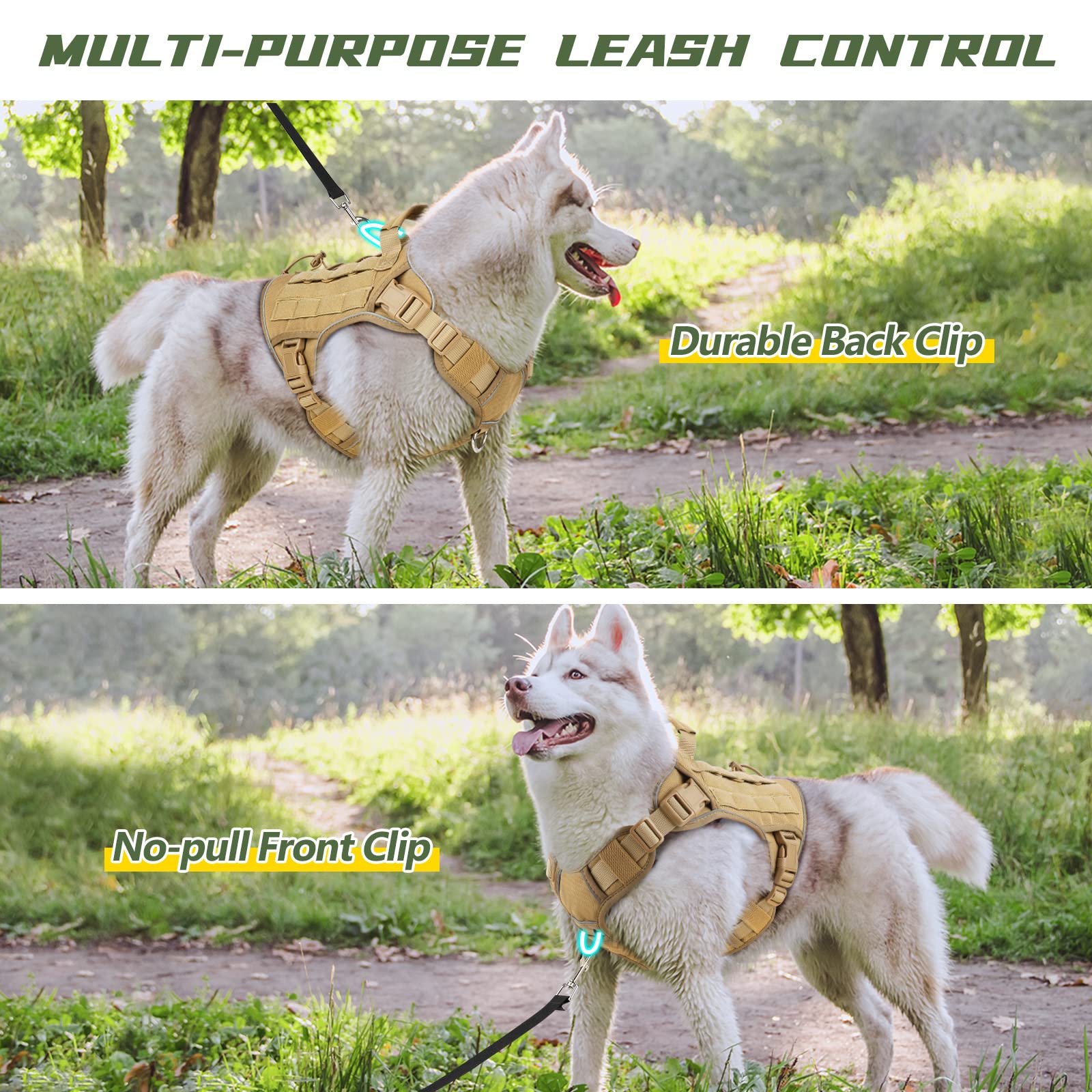 GuardianGrip Tactical Dog Vest - Large, Reflective, Green -  by Handbags Specialist Headquarter | Available at Handbags Specialist Headquarter