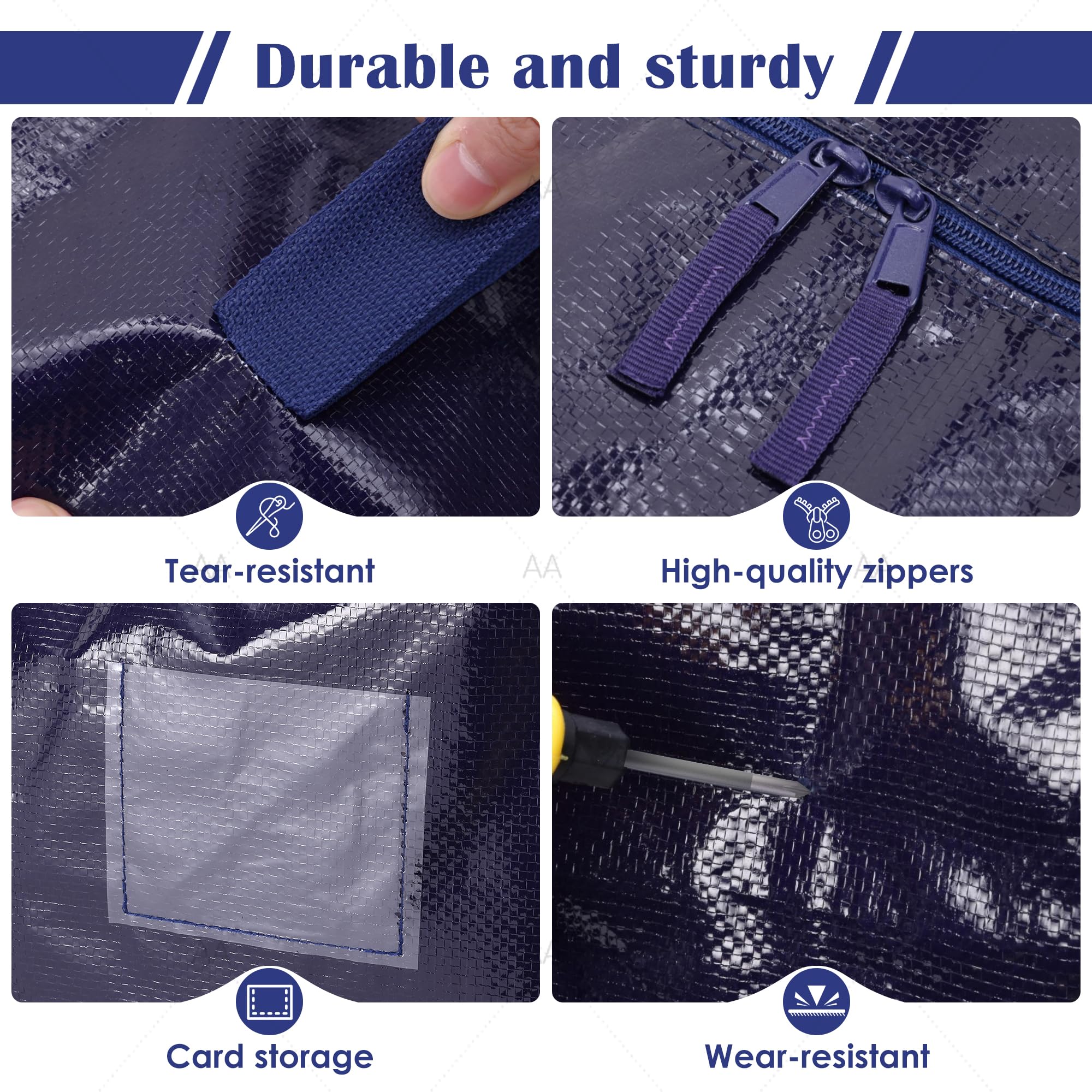 6 Pack XL Heavy Duty Moving Bags - Dark Blue