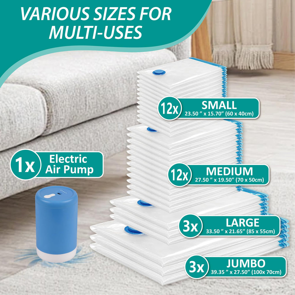 CozyVac Travel Bags with Pump - 6 Pack Space Savers -  by Handbags Specialist Headquarter | Available at Handbags Specialist Headquarter