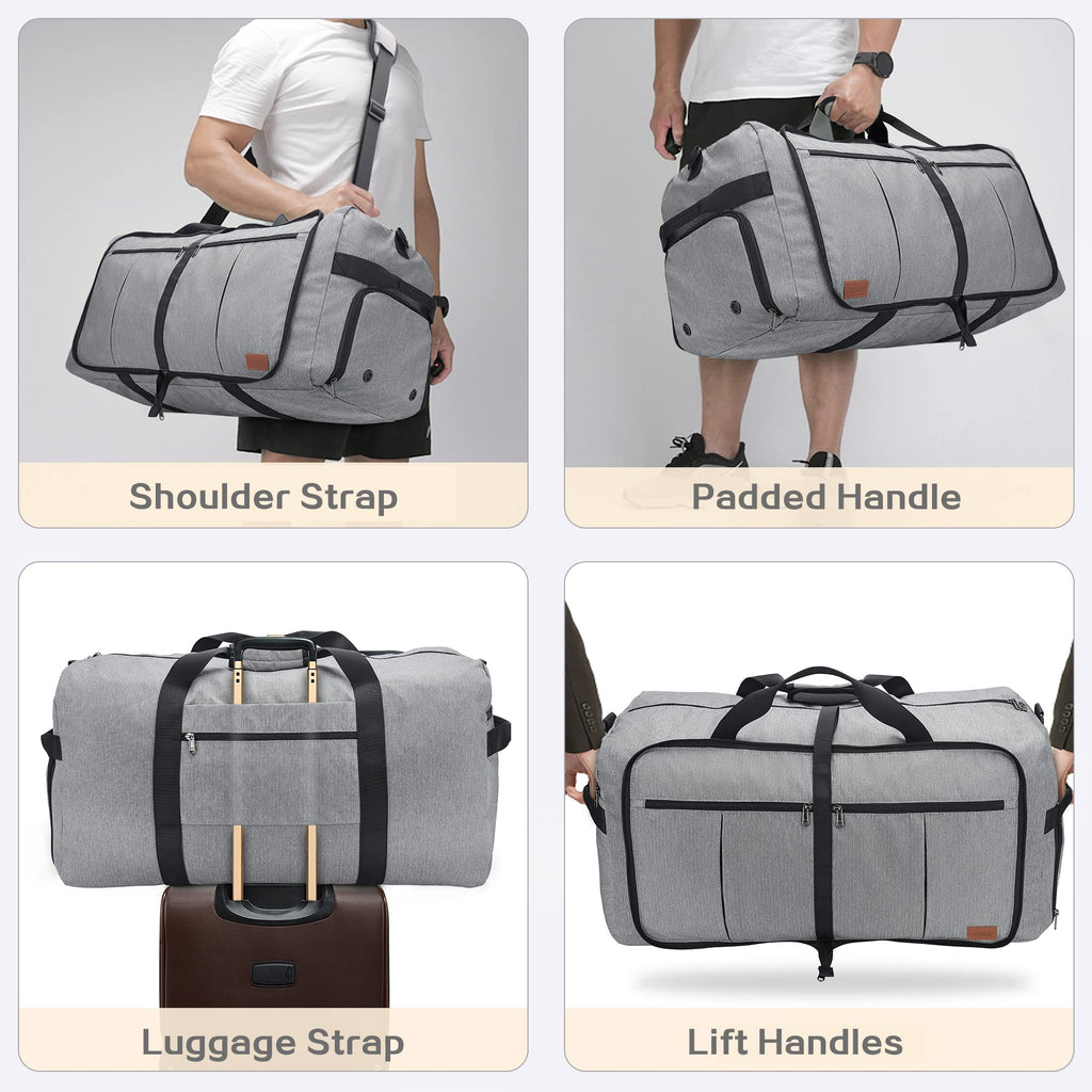 120L Foldable Waterproof Travel Duffel Bag with Shoe Compartment