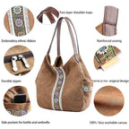 Worldlyda Women Canvas Embroidered Hobo Tote Bag