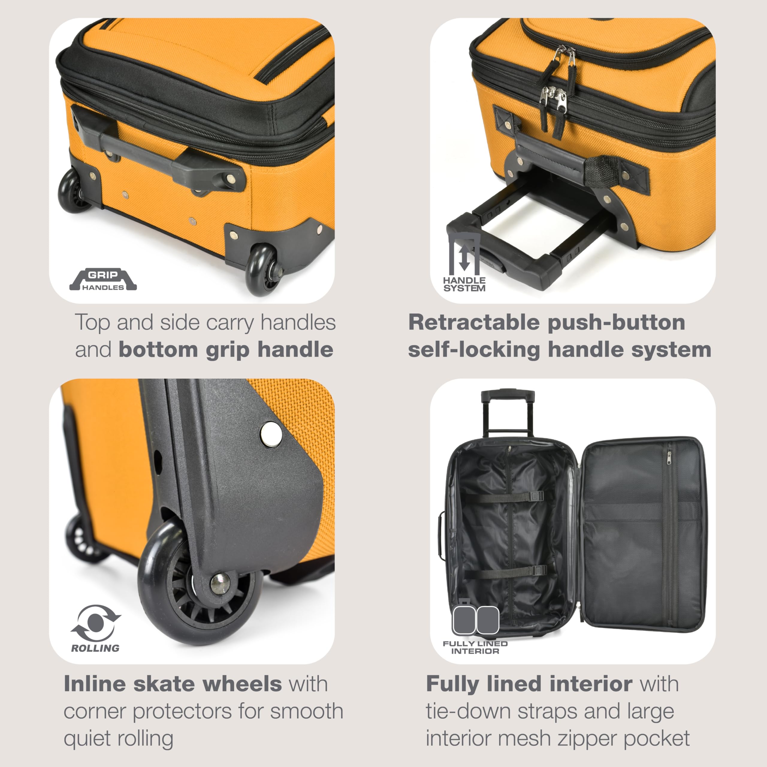 U.S. Traveler Rio Expandable Orange Carry-on -  by Handbags Specialist Headquarter | Available at Handbags Specialist Headquarter