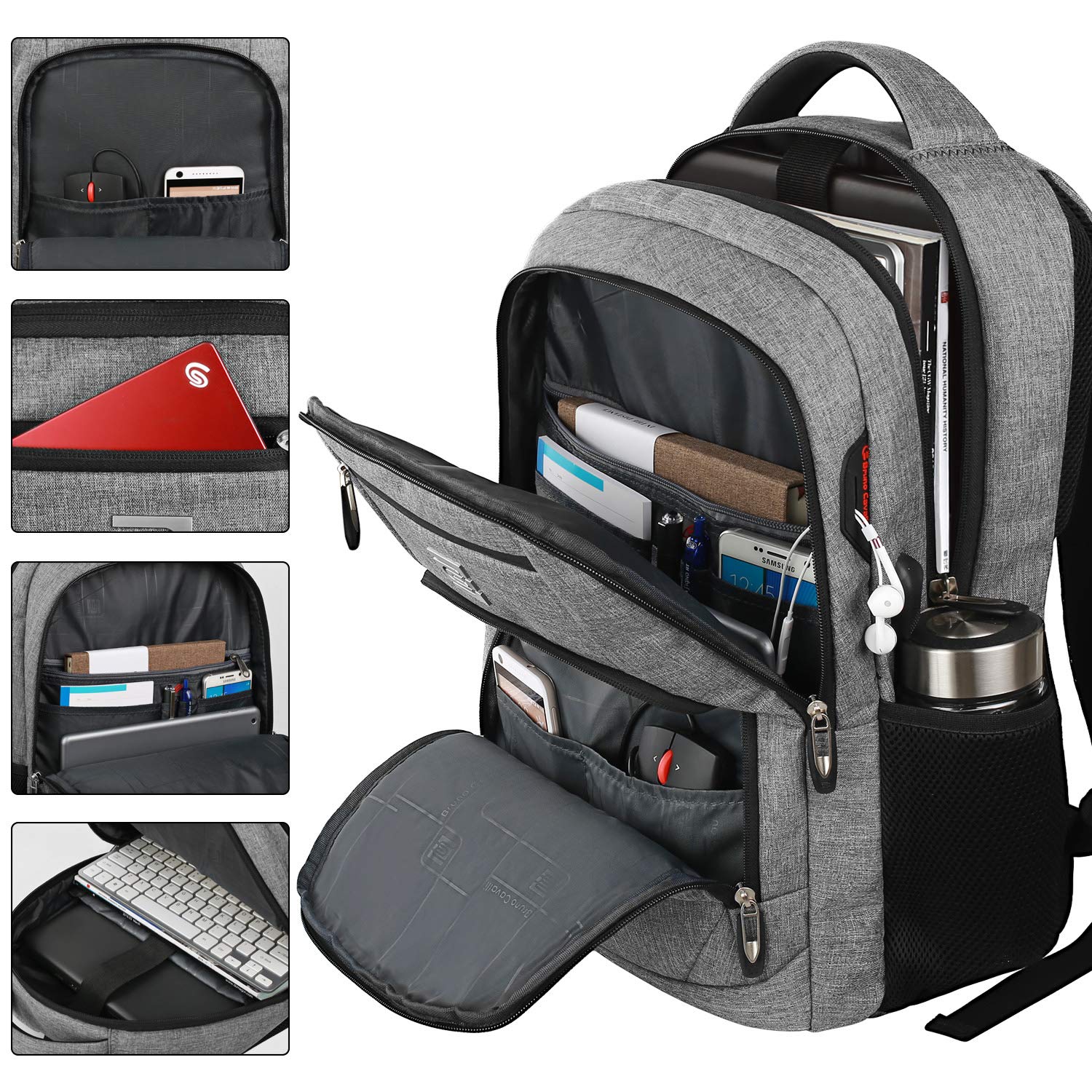 Volher Anti-Theft USB Laptop Backpack - Rose Red