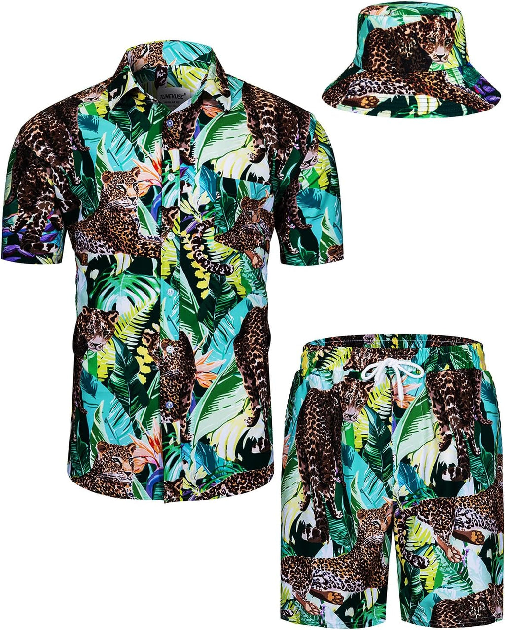 TUNEVUSE Men's Hawaiian Shirt & Shorts Set