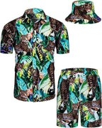 TUNEVUSE Men's Hawaiian Shirt & Shorts Set
