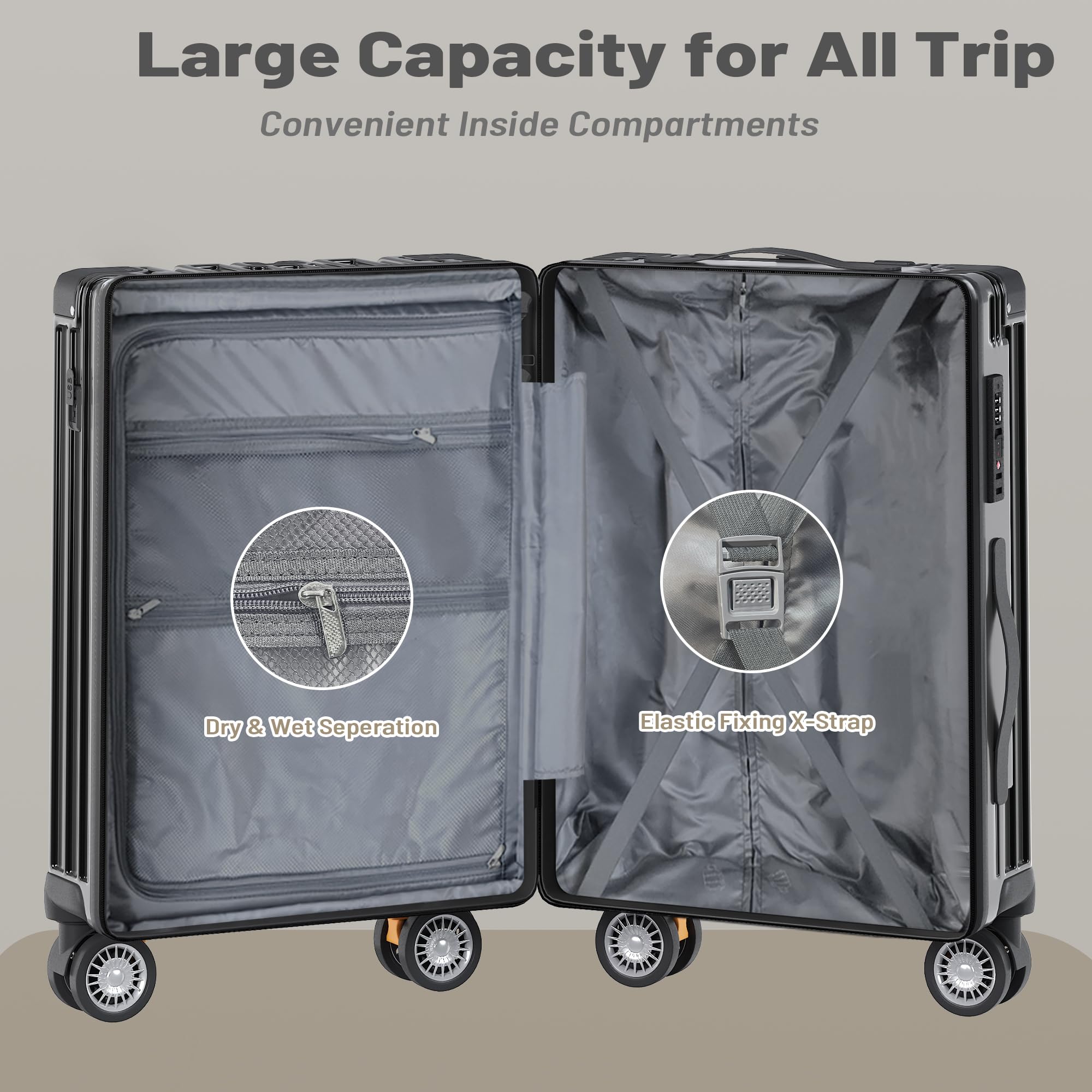 JetGlide 3pc Spinner: Expandable Hardshell Luggage - Travel Sets by Handbags Specialist Headquarter | Available at Handbags Specialist Headquarter