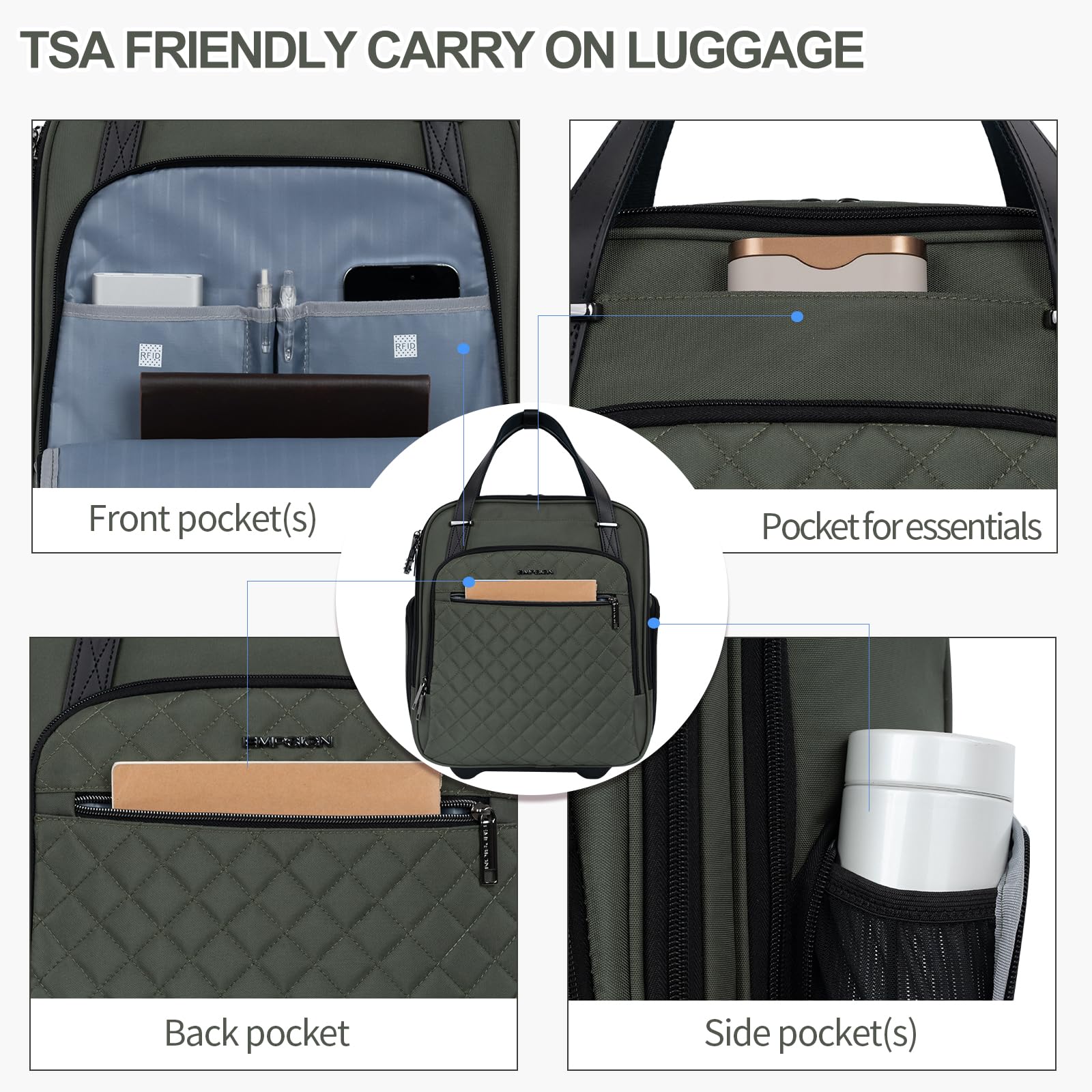 EMPSIGN 16 Wheeled Underseat Travel Bag -  by Handbags Specialist Headquarter | Available at Handbags Specialist Headquarter
