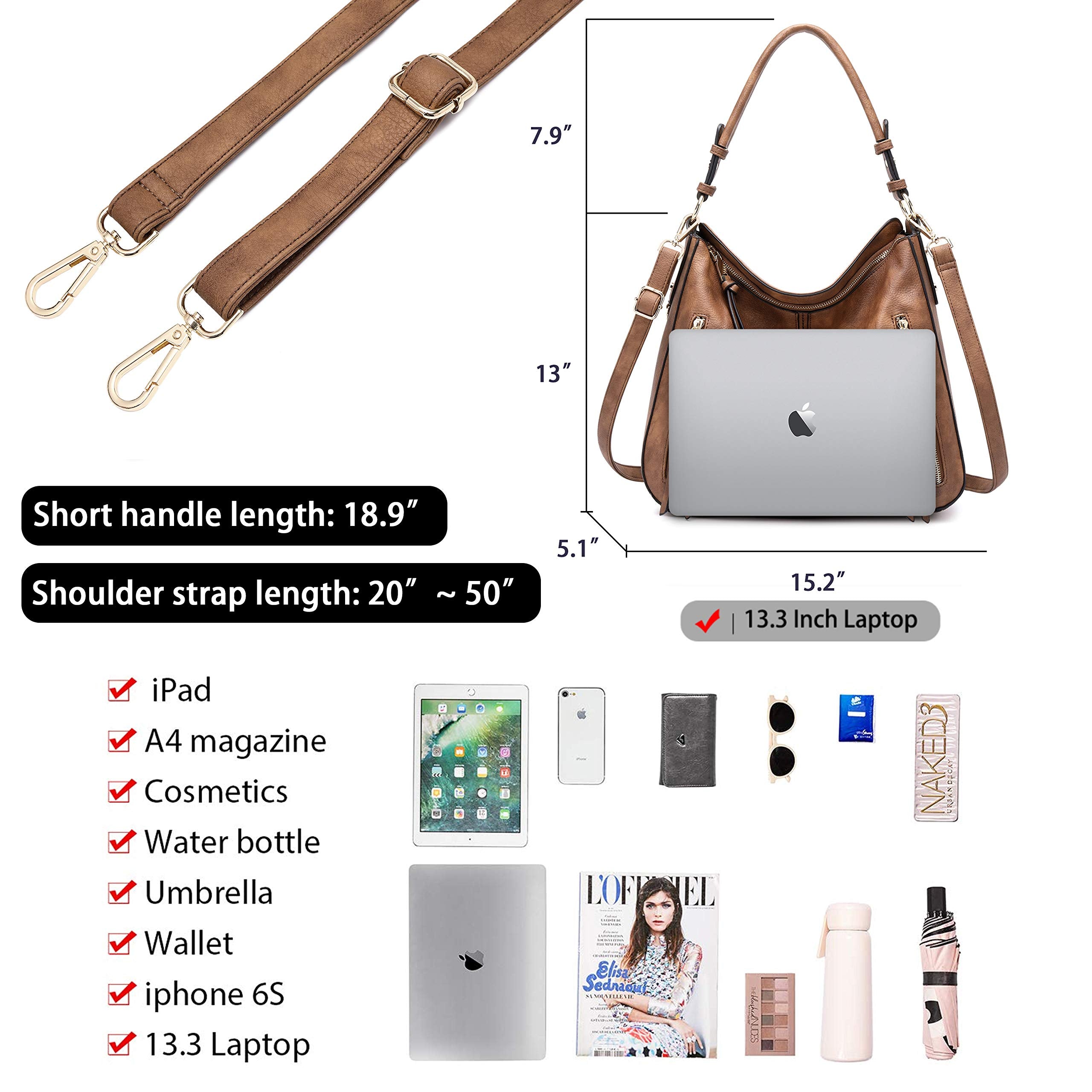 Lapsting Boho Faux Leather Hobo Shoulder Bag