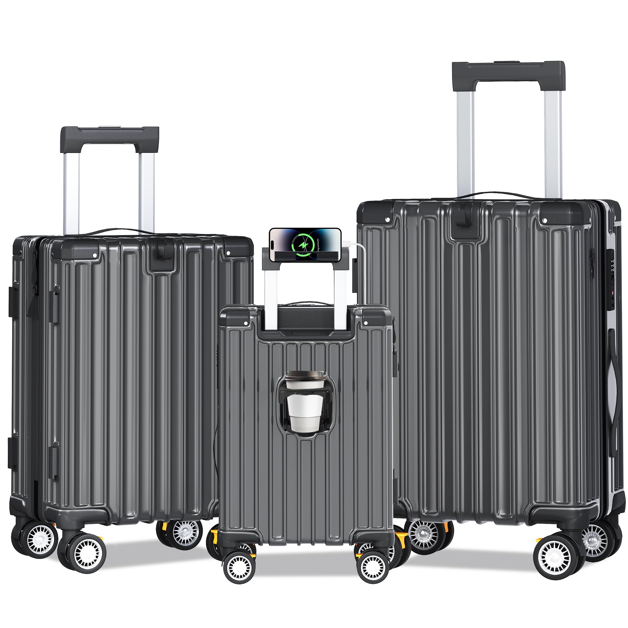JetGlide 3pc Spinner: Expandable Hardshell Luggage - Travel Sets by Handbags Specialist Headquarter | Available at Handbags Specialist Headquarter