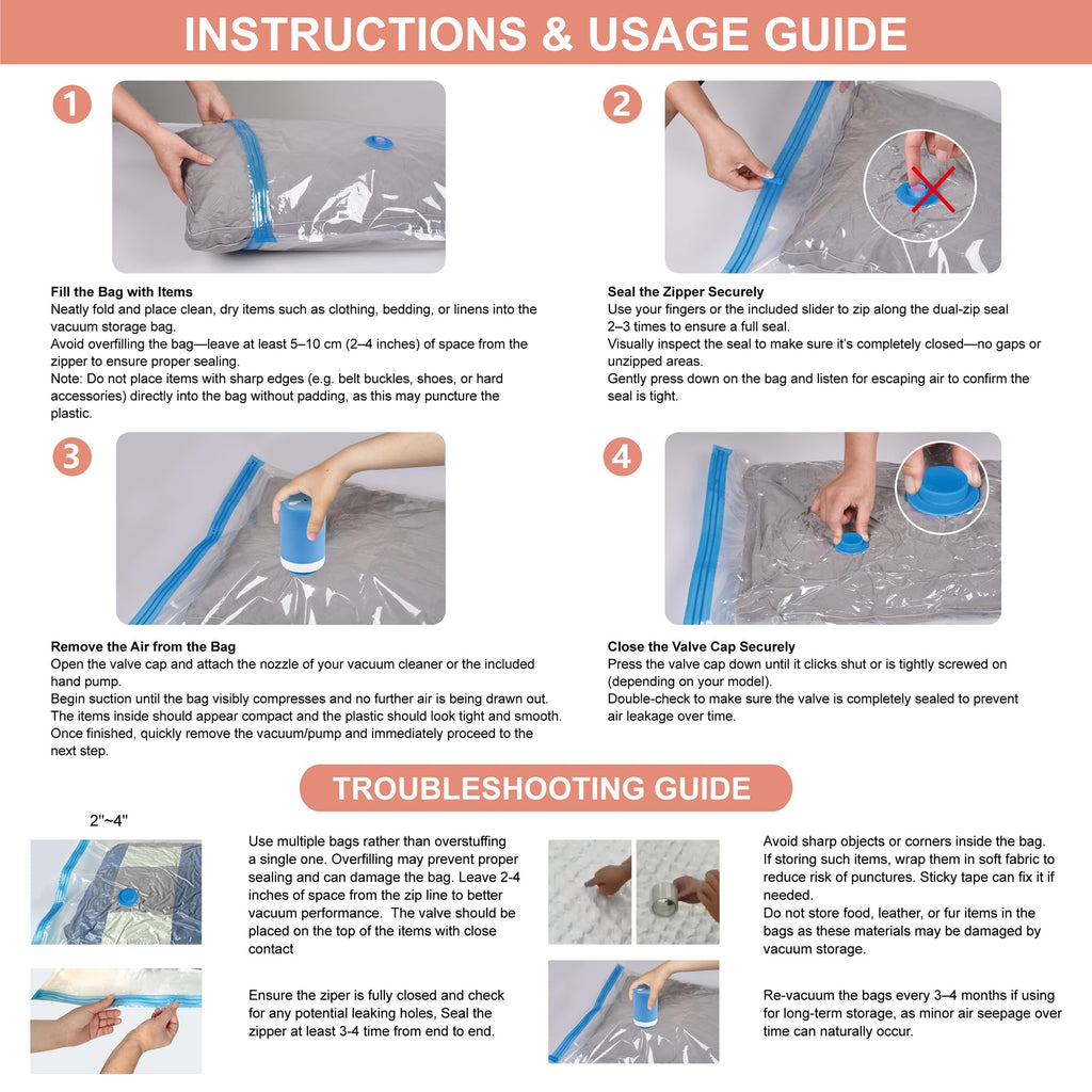 CozyVac Travel Bags with Pump - 6 Pack Space Savers -  by Handbags Specialist Headquarter | Available at Handbags Specialist Headquarter