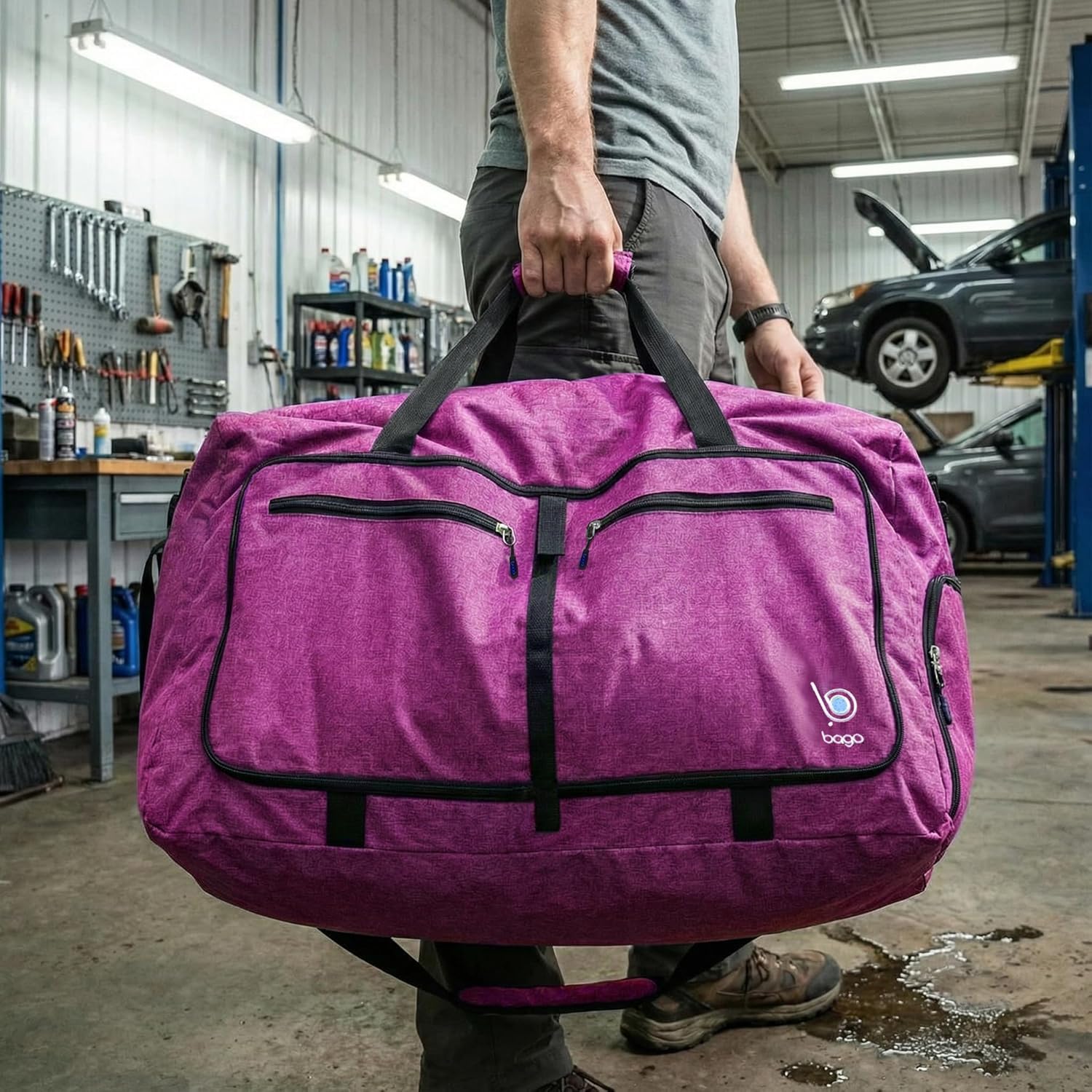 Bago 60L Foldable Travel Duffle Bag with Shoe Compartment