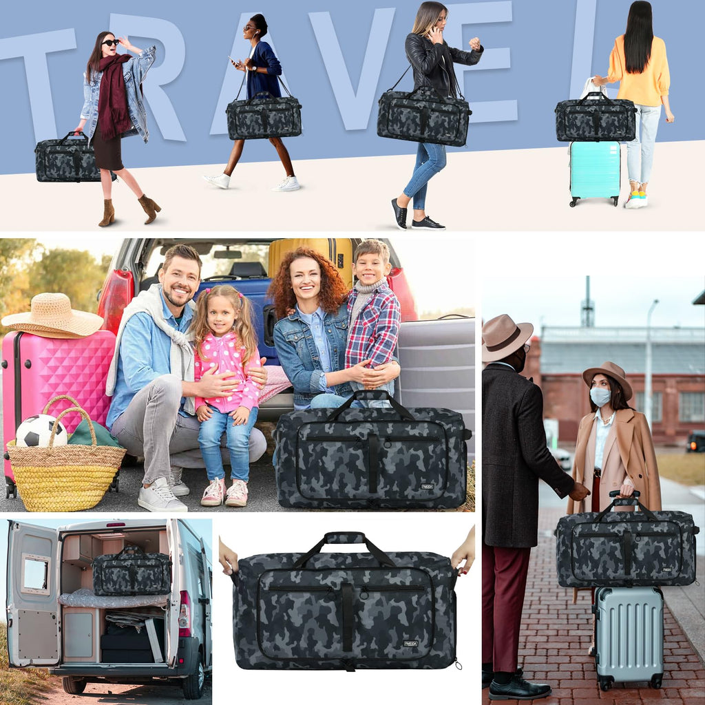 Foldable 65L Duffle Bag with Shoe Compartment