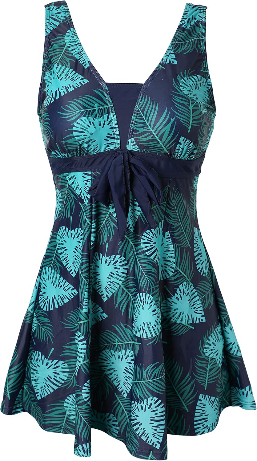 Plus Size Tummy Control Swimdress with Boyshorts