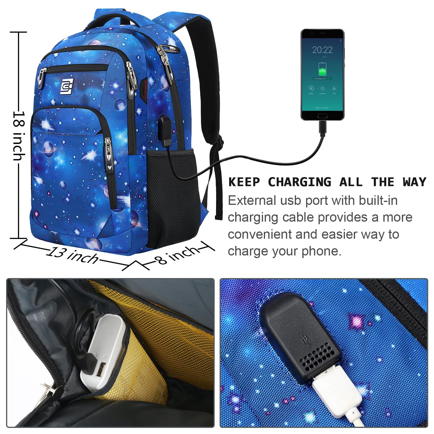 SecureSlim Laptop Backpack with USB & Water Resistance - Backpack Bags by Handbags Specialist Headquarter | Available at Handbags Specialist Headquarter
