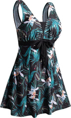 Plus Size Tummy Control Swimdress with Boyshorts