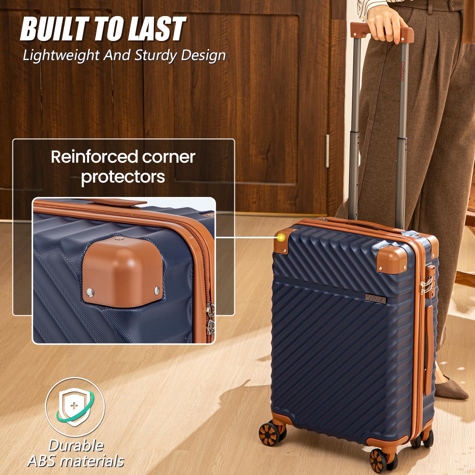 Cosbarn 5-Piece Hardshell Luggage Set - Dark Blue