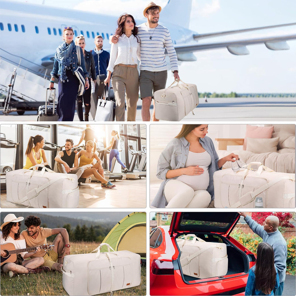 120L Foldable Waterproof Travel Duffel Bag with Shoe Compartment