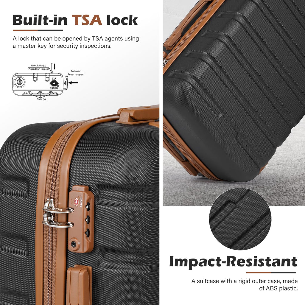 Coolife 3-Piece Hardshell Luggage Set - Navy
