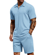COOFANDY Men's 2 Piece Polo Shirt & Shorts Set
