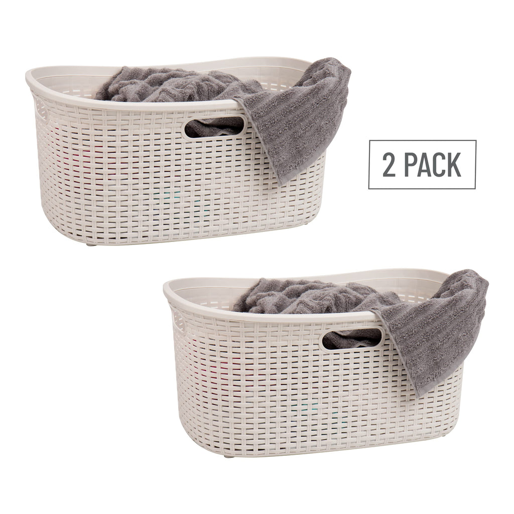 Ivory Wicker Mind Reader 40L Laundry Basket - Laundry Baskets by Handbags Specialist Headquarter | Available at Handbags Specialist Headquarter