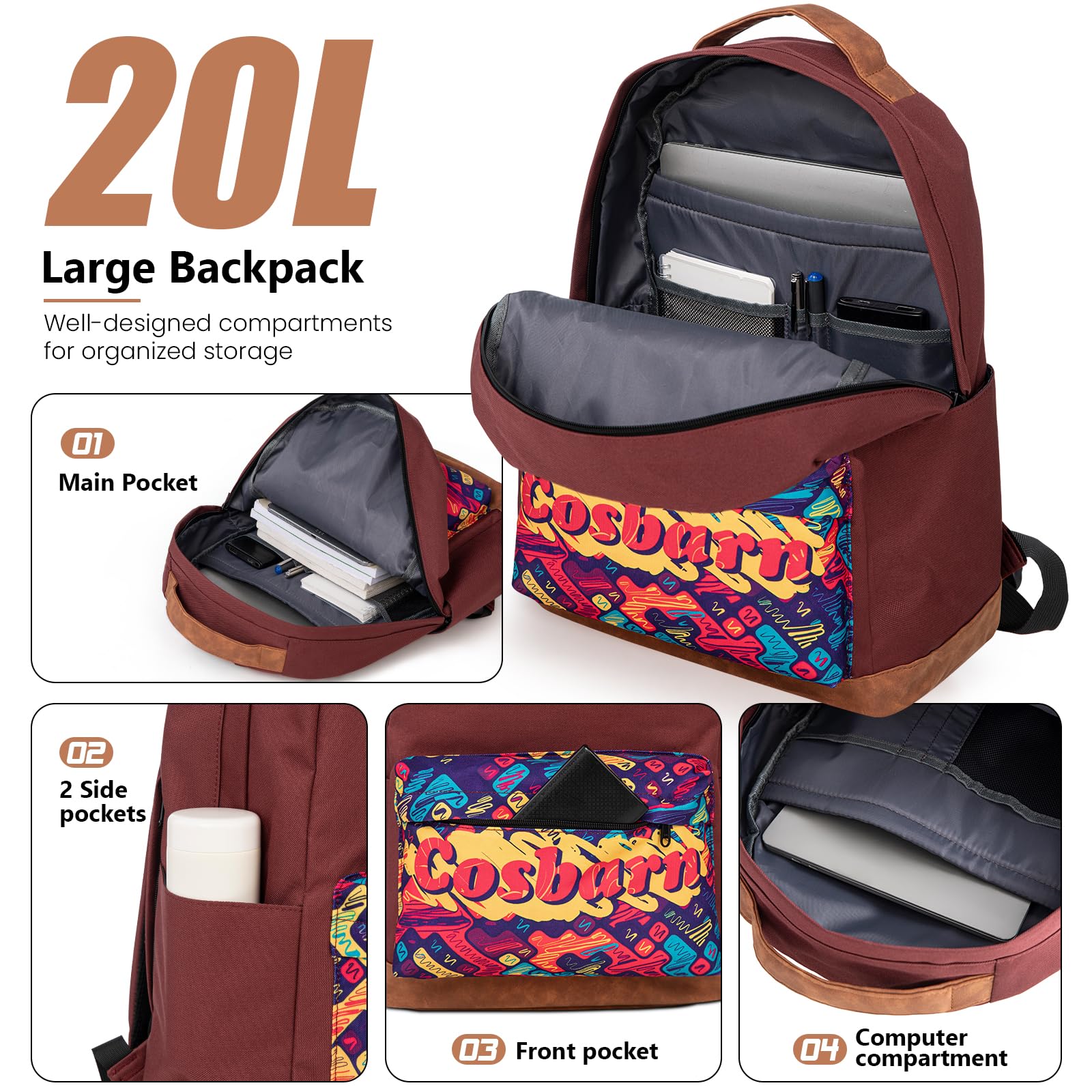 Cosbarn 5-Piece Hardshell Luggage Set - Dark Blue