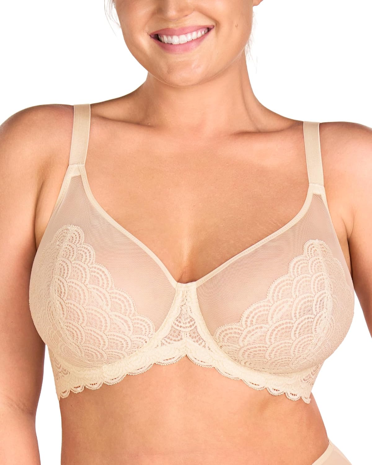 HSIA Minimizer Bras for Women Large Bust Full Coverage Lace Plus Size Bra - Mermaid Scales