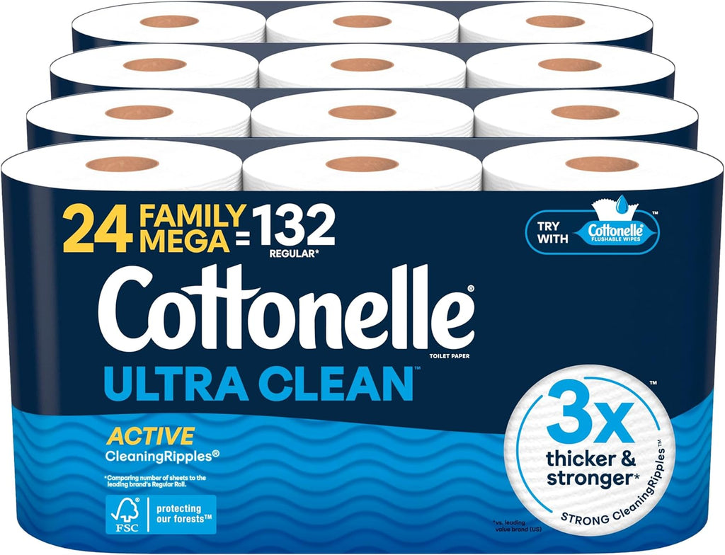 Cottonelle Ultra CleanRipples 24 Mega Rolls Pack -  by Handbags Specialist Headquarter | Available at Handbags Specialist Headquarter