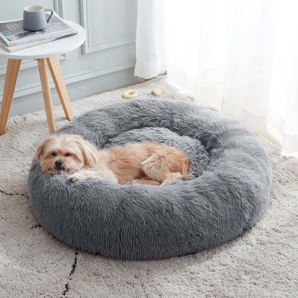 PawCozy Nest: Plush Anti-Anxiety Pet Bed, Light Grey -  by Handbags Specialist Headquarter | Available at Handbags Specialist Headquarter