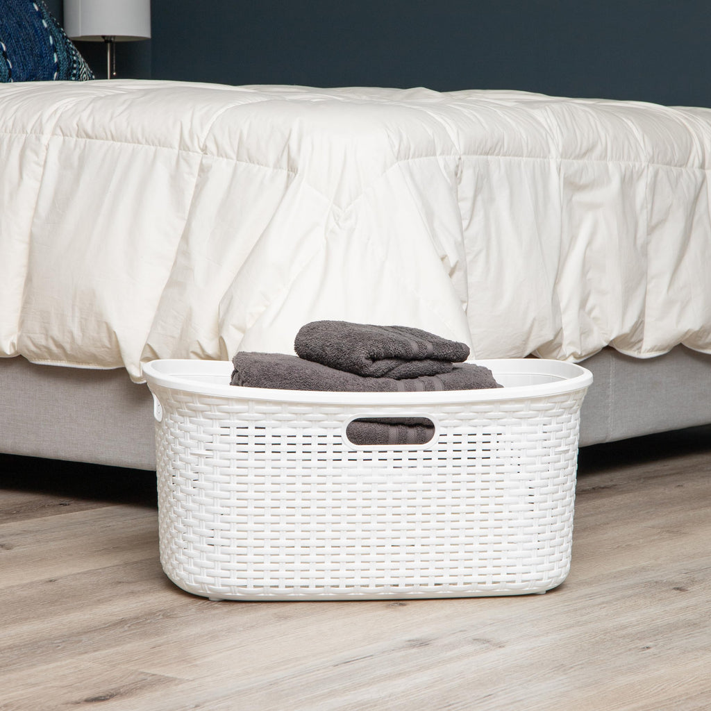 Ivory Wicker Mind Reader 40L Laundry Basket - Laundry Baskets by Handbags Specialist Headquarter | Available at Handbags Specialist Headquarter