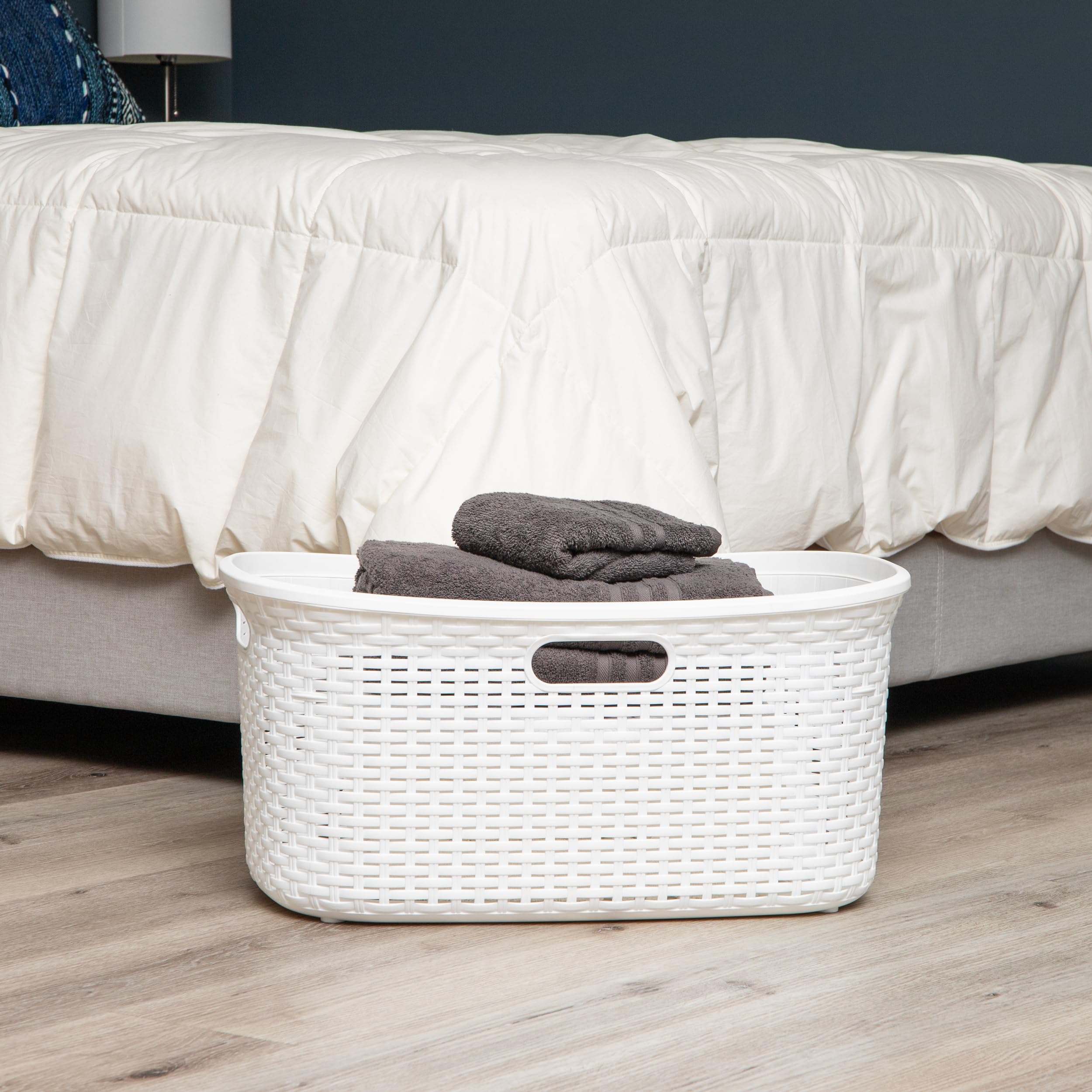 Ivory Wicker Mind Reader 40L Laundry Basket - Laundry Baskets by Handbags Specialist Headquarter | Available at Handbags Specialist Headquarter