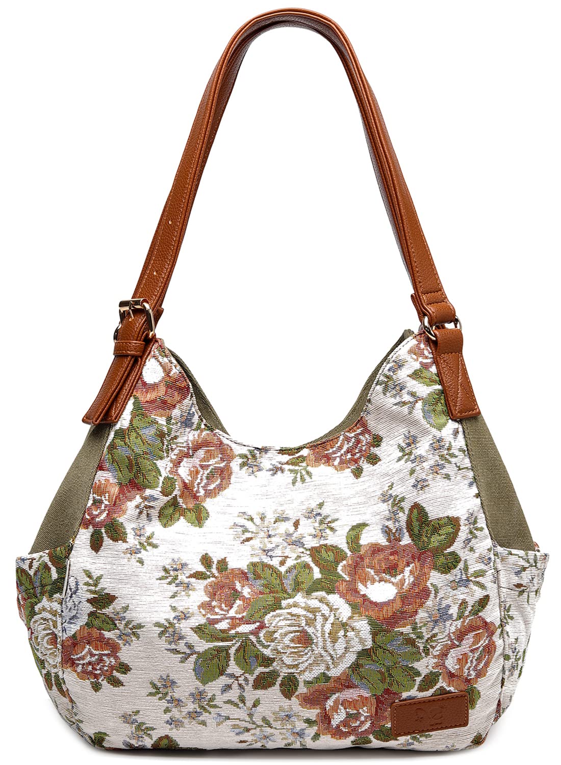 Worldlyda Women Canvas Embroidered Hobo Tote Bag