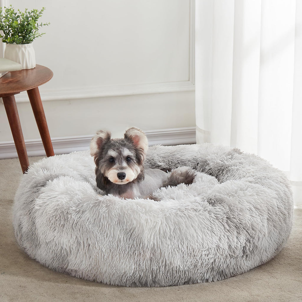 PawCozy Nest: Plush Anti-Anxiety Pet Bed, Light Grey -  by Handbags Specialist Headquarter | Available at Handbags Specialist Headquarter
