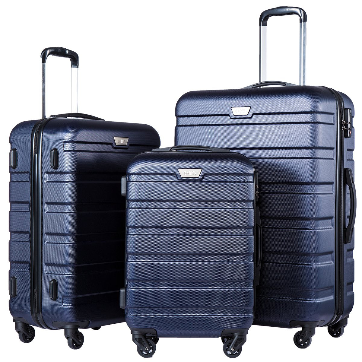 Coolife 3-Piece Hardshell Luggage Set - Navy