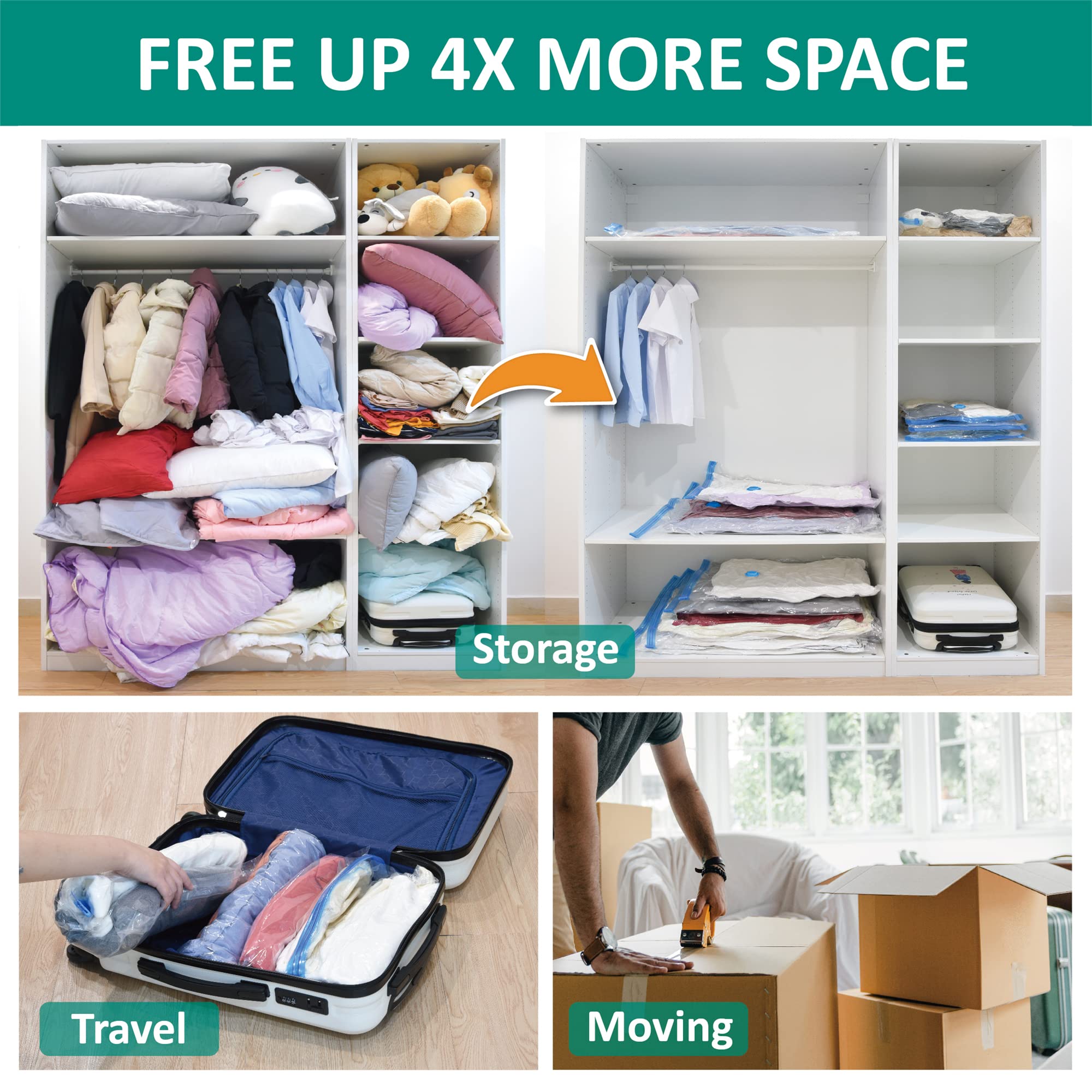 CozyVac Travel Bags with Pump - 6 Pack Space Savers -  by Handbags Specialist Headquarter | Available at Handbags Specialist Headquarter