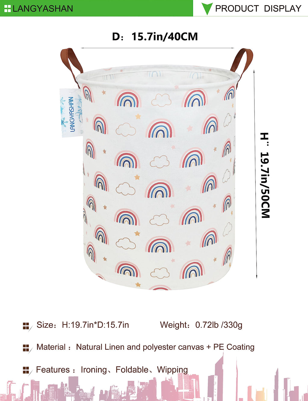 Collapsible Canvas Hamper by LANGYASHAN - Laundry Baskets by Handbags Specialist Headquarter | Available at Handbags Specialist Headquarter