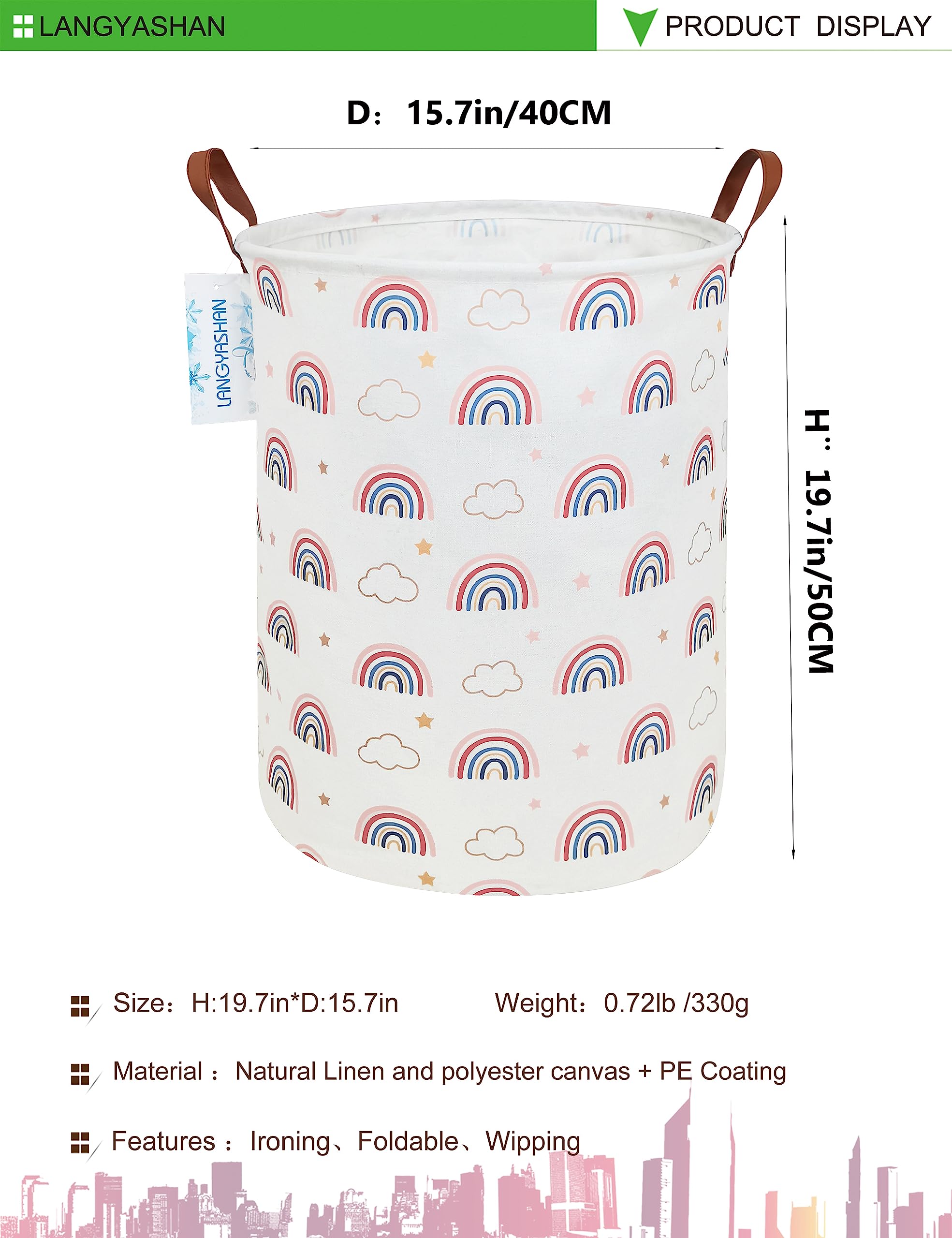 Collapsible Canvas Hamper by LANGYASHAN - Laundry Baskets by Handbags Specialist Headquarter | Available at Handbags Specialist Headquarter
