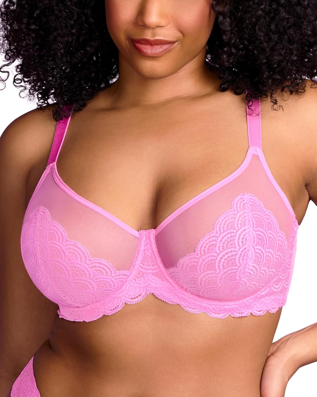 HSIA Minimizer Bras for Women Large Bust Full Coverage Lace Plus Size Bra - Mermaid Scales