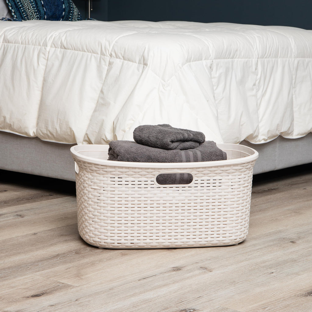 Ivory Wicker Mind Reader 40L Laundry Basket - Laundry Baskets by Handbags Specialist Headquarter | Available at Handbags Specialist Headquarter