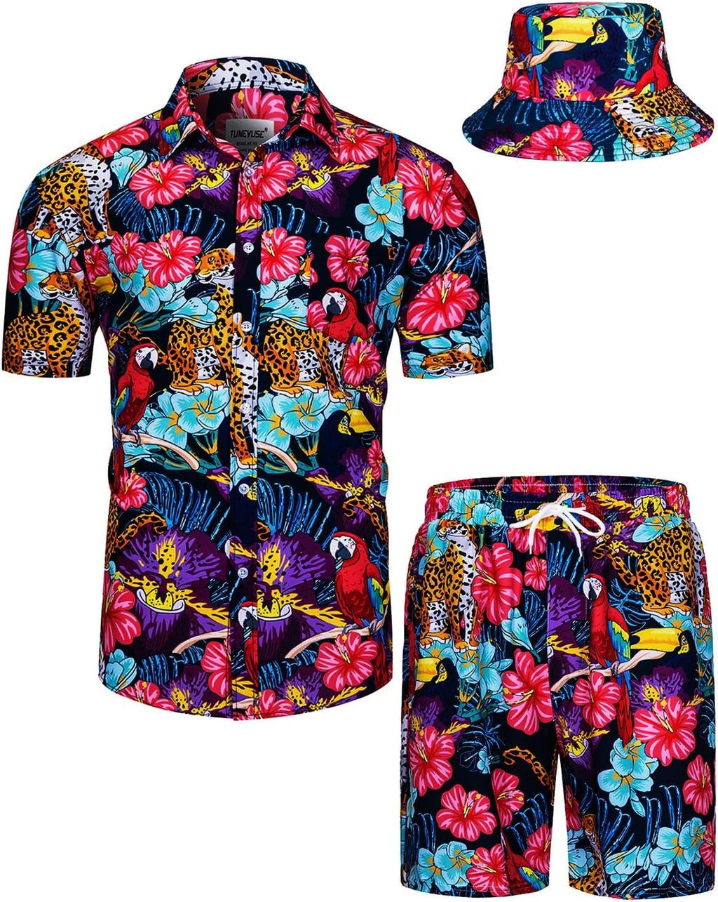 TUNEVUSE Men's Hawaiian Shirt & Shorts Set
