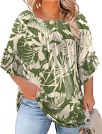 Plus Size Ruffle Sleeve Tunic Top