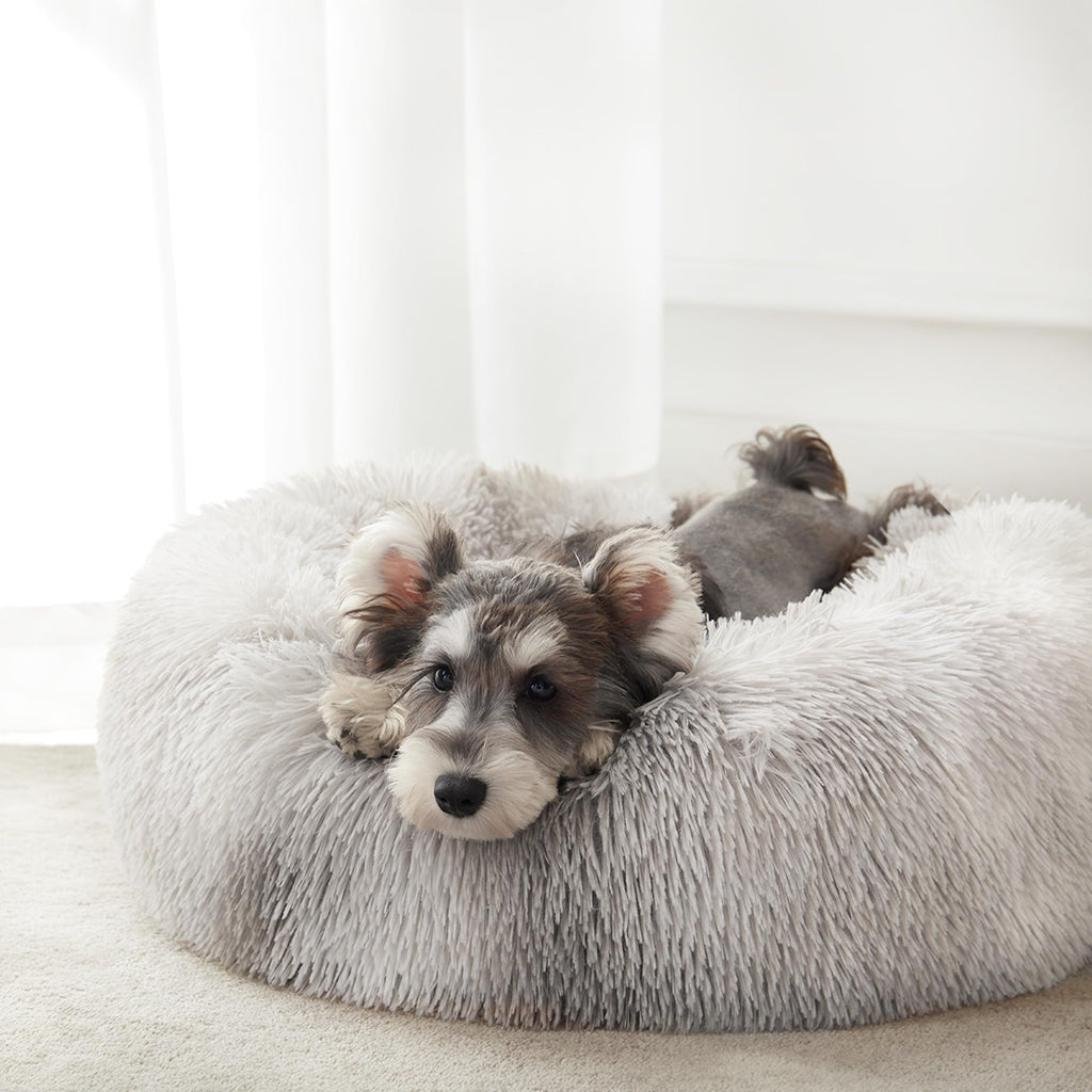 PawCozy Nest: Plush Anti-Anxiety Pet Bed, Light Grey -  by Handbags Specialist Headquarter | Available at Handbags Specialist Headquarter